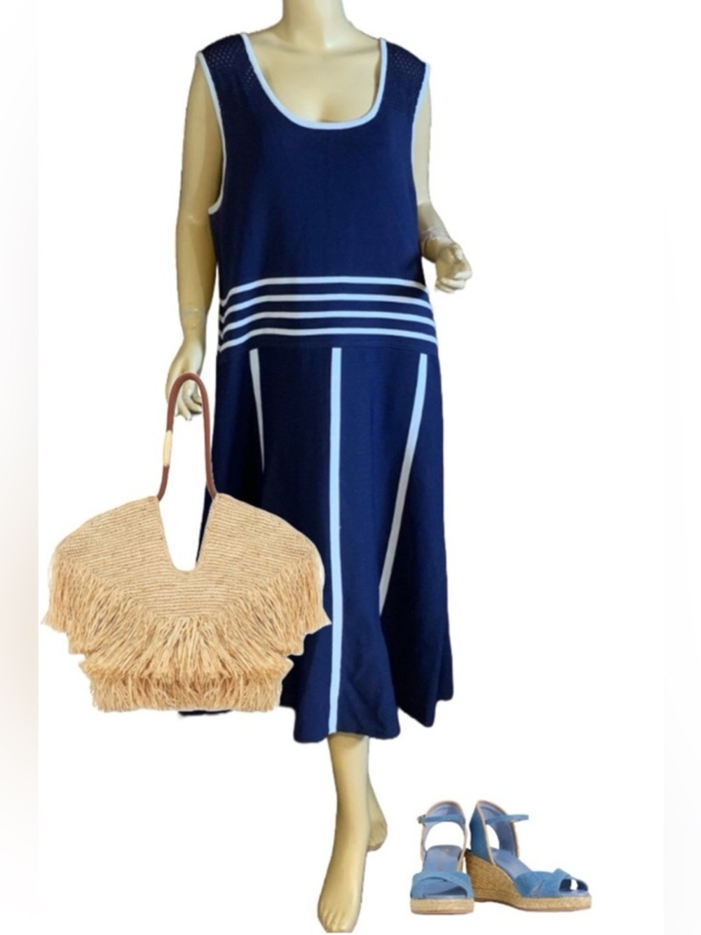 PRABAL GURUNG FOR LANE BRYANT BLUE KNIT SHIFT DRESS (26/28)